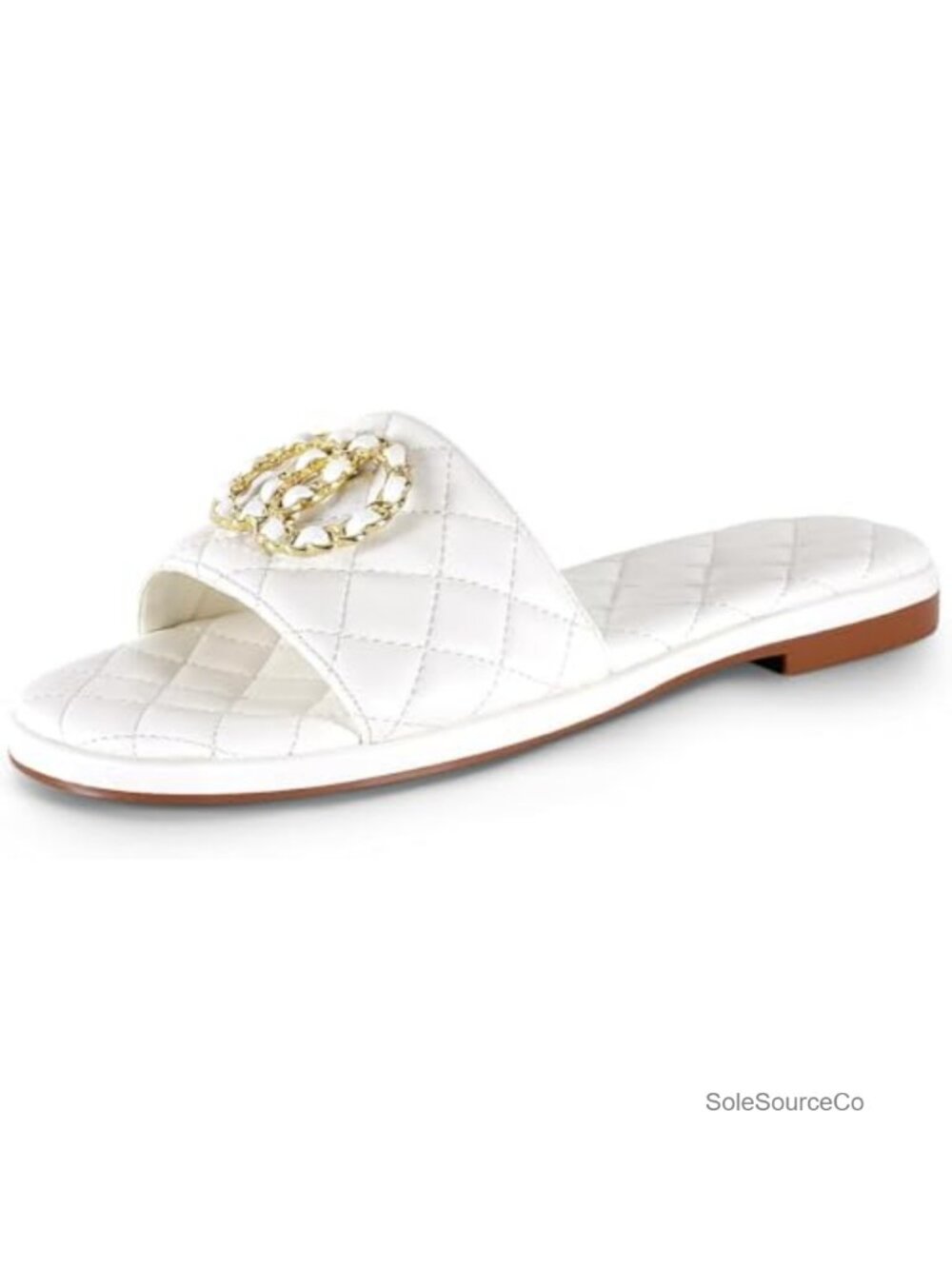 Quilted PU Slide Sandals Open Toe Memory Foam Slip On Dressy Casual Beach